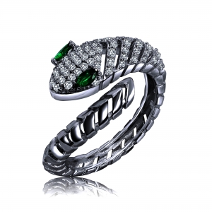 ANILLO BICHA CON CUBIC RODIOM NEGRO