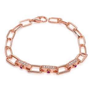 Pulsera Link1945 Huggie Rosada con Rojo