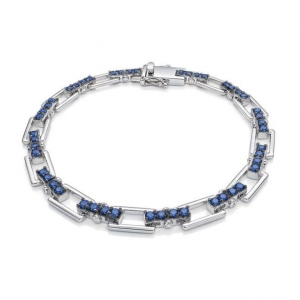 Pulsera Link1945 Rectangular Plateada con Azul