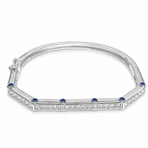 Pulsera Esclava Link1945 Octogonal Plateada con Azul