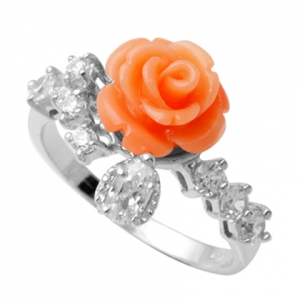 anillo rosa tira de piedras 