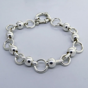 Pulsera eslabones redondos con bolitas