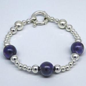 Pulsera bolitas y amatista