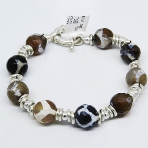 pulsera con arandelas y piedras ojo de tigre, cierre marinero