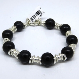 pulsera con arandelas y onix , cierre marinero