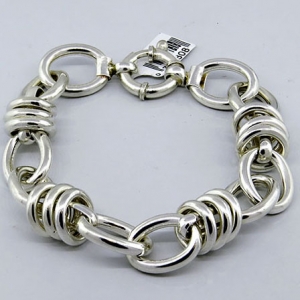 Pulsera eslabon oval con 3 argollas