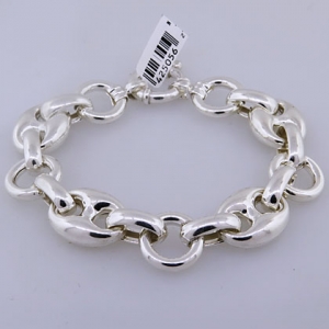 pulsera eslabones redondos y ovalados guchi , cierre marinero
