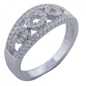 anillo tres circulos calados con piedras