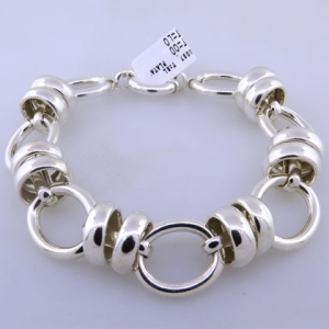 Pulsera eslabones ovalados y arandelas, cierre marinero