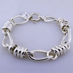 Pulsera eslabones retorcidos y arandelas, cierre marinero