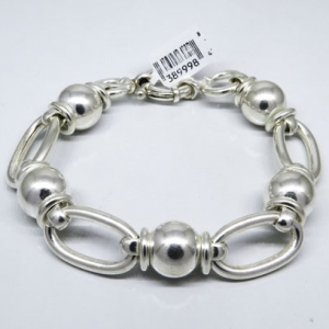 pulsera eslabones ovalados y bolitas cierre marinero
