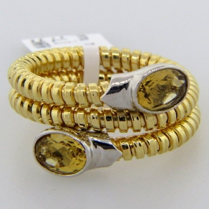 anillo resorte triple mediano cubic cada punta champang enchapado amarillo 