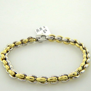 pulsera herradura eslabon chico, combinada amarilla y blanca