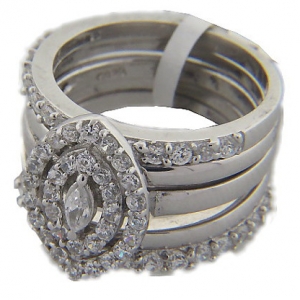 Anillo quintuple rombo pave cubic medio sin fin
