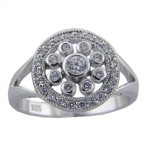 anillo cubic circulo redondo calado fino