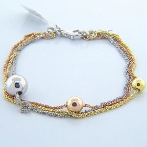 pulsera triple brillosa tres bolitas tricolor