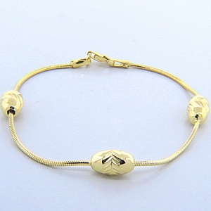 pulsera fina semirigida tres ovales amarilla