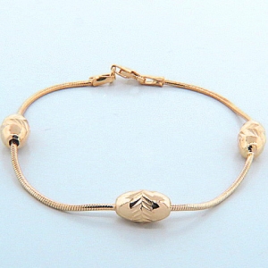 pulsera fina semirigida tres ovales rosada
