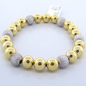 pulsera elastizada bolitas amarillas bolitas blancas satinadas