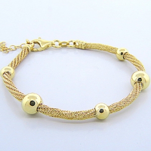 pulsera tipo tejida 5 bolas amarilla