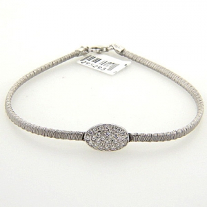 pulsera blanca hilos centro oval con piedras