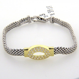 pulsera fope centro oval amarillo con piedras