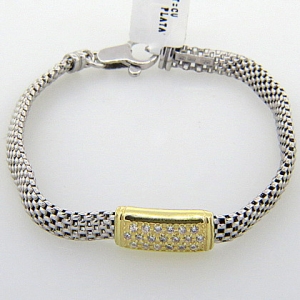 pulsera fope centro rectangular amarillo con piedras