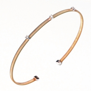 Esclava linea Premium, hilo retorcido, 3 piedras, rosada