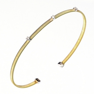 Esclava linea premium, hilo retorcido, 3 piedras, amarilla