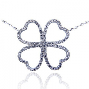 conjunto trebol grande con piedras blanco