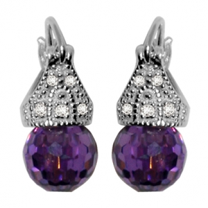 Par aros lady capricho cubic color violeta 8 mm