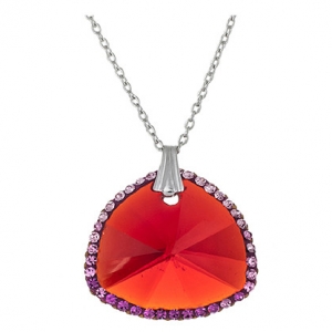 Conjunto cubic rojo central pave alrededor