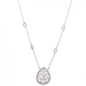 colgante gota calado con cubic central grande y cubic en cadena  