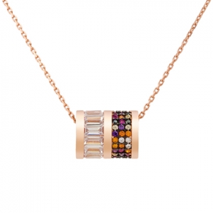 conjunto tipo tambor, mitad piedras baguettes, mitad piedras multicolor 