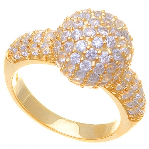 anillo bola de fuego enchapado amarillo pavee alrededor