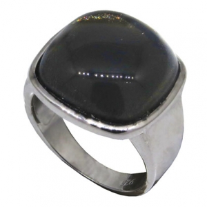 Anillo piedra bombe marron brillosa