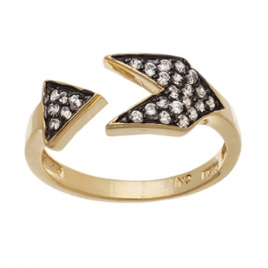 anillo triangulo pave rodio negro enchapado amarillo finito