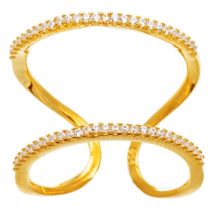 anillo ancho con piedras doble amarillo