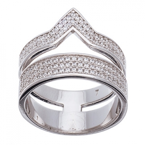 Anillo ancho doble con piedras