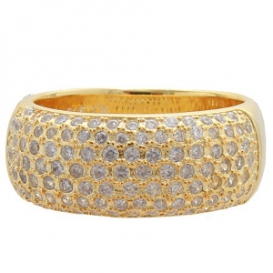 Anillo bombe pavee 7 filas cuerpo parejo enchapado amarillo