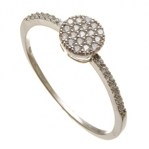 Anillo solitario medio sin fin centro circulo pavee full rodio blanco
