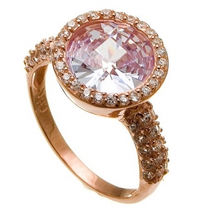 Anillo solitario alto piedra centra redonda violeta damero bordes pavee cuerpo pavee compacto enchapado rojo