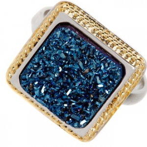Anillo piedra rasposa azul cuadrado