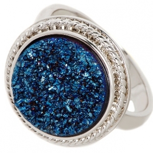 Anillo piedra rasposa azul redondo