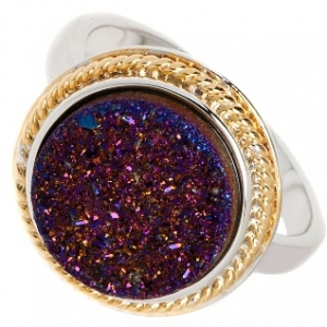 Anillo piedra rasposa bordo redonda