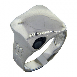 Anillo platabella rodinado sello nouvelle