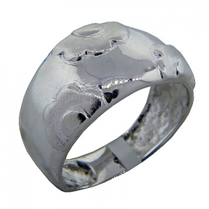 Anillo platabella rodinado bombe tres flores picado