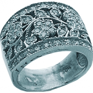 Anillo platabella con piedra filigrana con flores