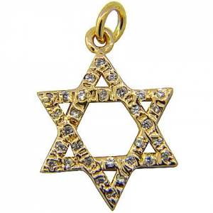 Colgante estrella de david con piedras platabella enchapado amarillo