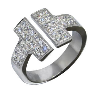 Anillo T grande con piedras, platabella